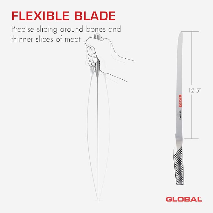 Global G-10 12-1/2-Inch Flexible Slicing Knife, 12.5", Stainless Steel