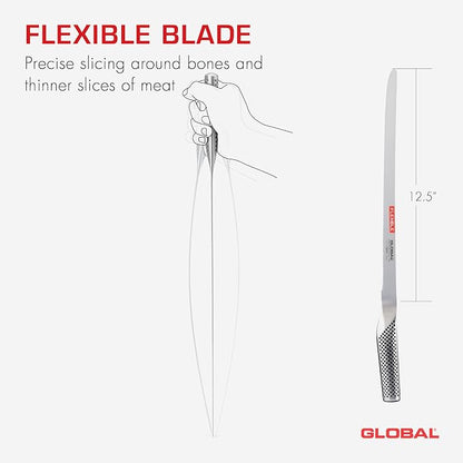 Global G-10 12-1/2-Inch Flexible Slicing Knife, 12.5", Stainless Steel