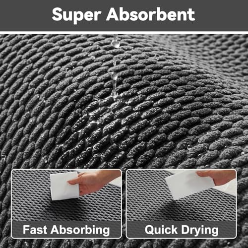 Triohero Large Bathroom Rugs Non Slip Washable Bath Rugs Super Absorbent Bathroom Rug Thin Quick Dry Low Pile Bath Mats, Dark Grey 36"x48"