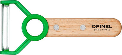 OPINEL Le Petit Chef Complete 3 Piece Kitchen Set, Chef Knife with Rounded Tip, Fingers Guard, Peeler, For Children and Teaching Food Prep and Kitchen Safety, Made in France (GREEN)