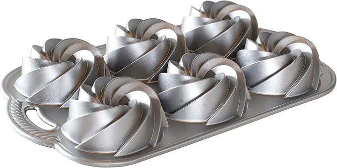 Nordic Ware Heritage Bundtlette Cake Pan, Metallic, Silver