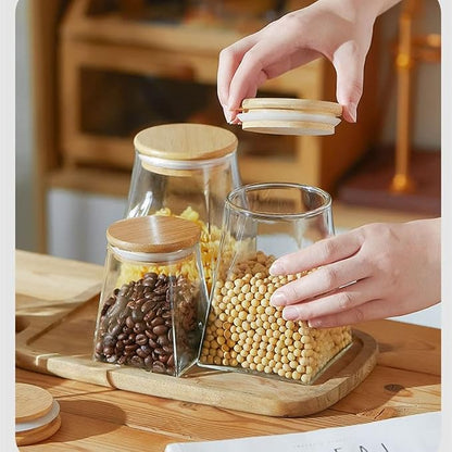 Glass Jars with Lids, Candy Jar with Lid, Coffee jar for Counter, Jar with Airtight Lids, Clear Glass Jar for Candy, Tea, Coffee Bean, Sugar, Spices, Apothecary etc (12oz/350ml)
