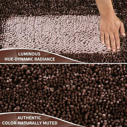 Yimobra Large Bathroom Rug Non Slip 36x24 Inch, Extra Thick Soft Absorbent Chenille Bath Mat, Machine Washable Quick Dry Bath Rugs for Bathroom Floor, Tub and Shower, Home Decor Accessories, Brown