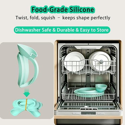 Flour Funnel with Pouring Shield for KitchenAid 4.5-6QT Mixer, Silicone Splash Guard with Flour Funnel for Kitchen Aid Mixer Tilt-Head and Bowl-Lift, Dishwasher Safe Baking Tool (Aqua Sky)