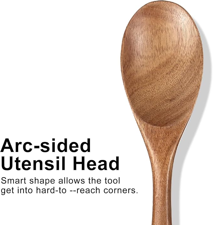 Acacia Large Wooden Spoons for Cooking Utensil Non Toxic Bamboo Spatulas for Kitchen Utensils Nonstick Mixing Serving Spoon Best Big Wood Cooking Spoons Long Handle Spatula Kitchen Stirring Spoon
