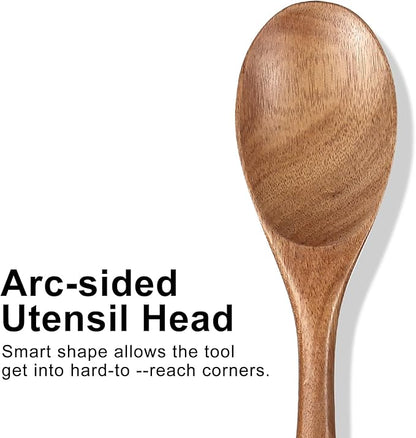 Acacia Large Wooden Spoons for Cooking Utensil Non Toxic Bamboo Spatulas for Kitchen Utensils Nonstick Mixing Serving Spoon Best Big Wood Cooking Spoons Long Handle Spatula Kitchen Stirring Spoon