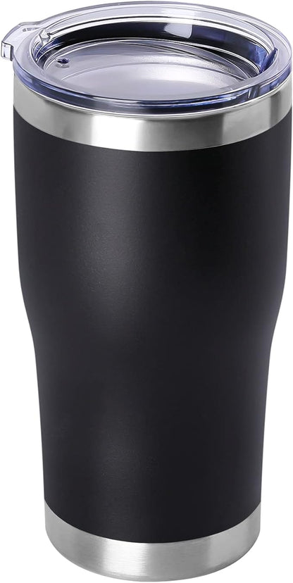 DOMICARE 20oz Tumbler with Lid Stainless Steel Tumblers Bulk, Double Wall Vacuum Insulated Coffee Travel Mug Powder Coated Tumbler, 1 Count (Pack of 1) Black