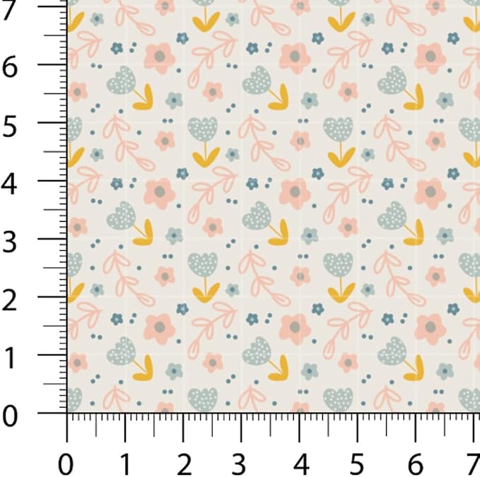 Patchwork Fabric Panel 100x155 cm, 100% Cotton Satin, 6 Coordinated Pastel Floral & Dot Patterns, Soft Peach Green Quilting & Sewing Fabric (Soft Pastels, 6pcs 50x50cm)
