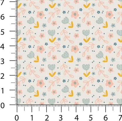 Patchwork Fabric Panel 100x155 cm, 100% Cotton Satin, 6 Coordinated Pastel Floral & Dot Patterns, Soft Peach Green Quilting & Sewing Fabric (Soft Pastels, 6pcs 50x50cm)