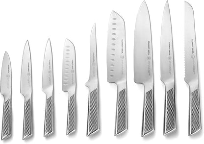 Schmidt Brothers - Gridiron Series - 10-Piece Knife Set, High-Carbon Stainless Steel Cutlery with White Ash Wood Knife Block