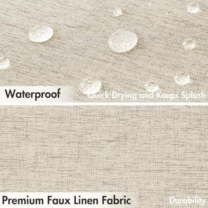 MIULEE Natural Scalloped Linen Shower Curtain 72x72 Inches