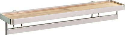 WENKO Spice Rack Organizer, Wall Mount Spice Shelf, Hanging Spice Holder for Kitchen, Seasoning Organizer, Spice Rack over the Stove, Made of Bamboo and Metal, 15.7 x 2.2 x 3.1 in