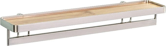 WENKO Spice Rack Organizer, Wall Mount Spice Shelf, Hanging Spice Holder for Kitchen, Seasoning Organizer, Spice Rack over the Stove, Made of Bamboo and Metal, 15.7 x 2.2 x 3.1 in