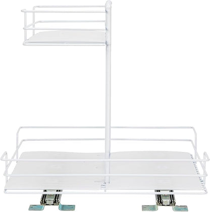 Household Essentials White Steel Double-Tier Pantry Organizer