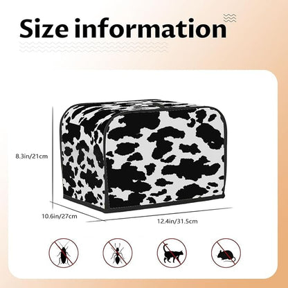 Animal Cow Skin Toaster Cover 4 Slice Wide Slot Washable Kitchen Appliance Covers Fingerprint Bread Machine Dust Cover Small Toaster Oven Accessories Covers Bread Maker Bag Women Gift