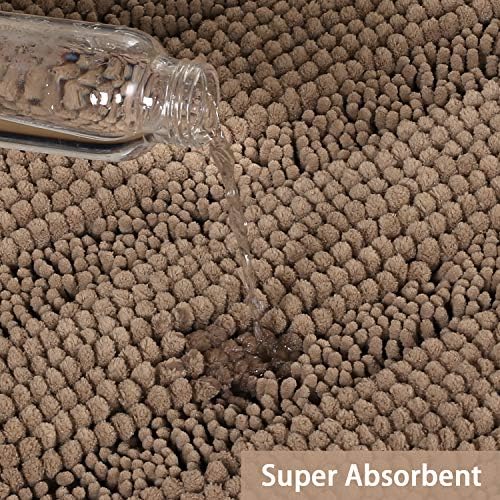 Turquoize Bathroom Runner Rug 17"x47", Soft Absorbent Chenille Bath Rug