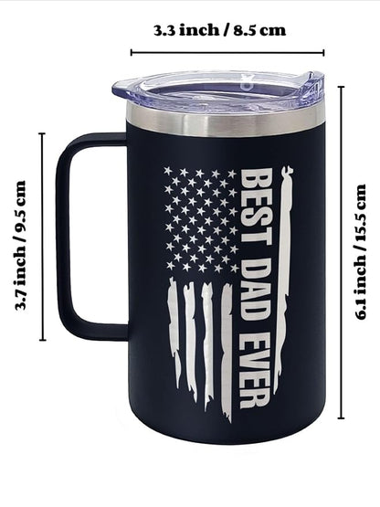 Best Dad Ever Gifts from Daughter Son, Stainless Steel Coffee Mug with Lid for Father, Husband, Uncle, Gifts for Father's Day (17oz Black from Son)