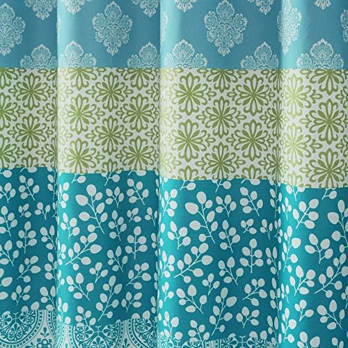 Lush Decor Bohemian Stripe Shower Curtain 72" W x 72" L Blue & Green - Bathroom Curtain - Striped Shower Curtain - Boho Decor - Fabric Shower Curtains