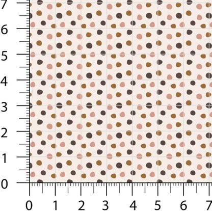 Patchwork Fabric Panel 100x155 cm, 100% Cotton Satin, 6 Coordinated Heart & Dot Patterns, Soft Blush Neutral Quilting & Sewing Fabric (Coffee Hearts, 6pcs 50x50cm)