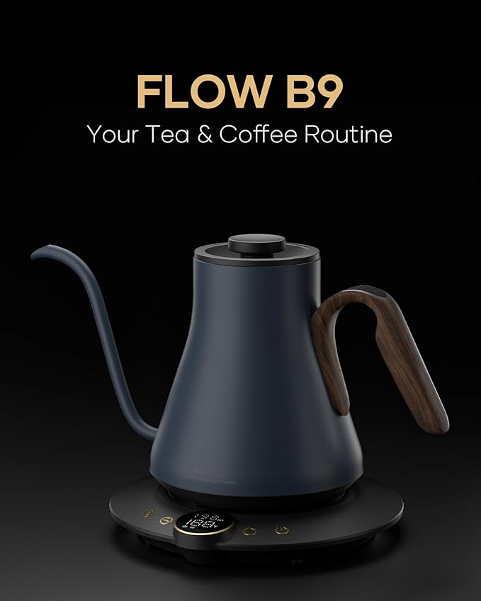 Cocinare Barista Collection Gooseneck Electric Kettle, ±1℉ Precise Temperature Control for Pour-Over Coffee & Tea, Quick Heating 1500W, Stainless Steel Interior, 0.9L (Picasso Blue)
