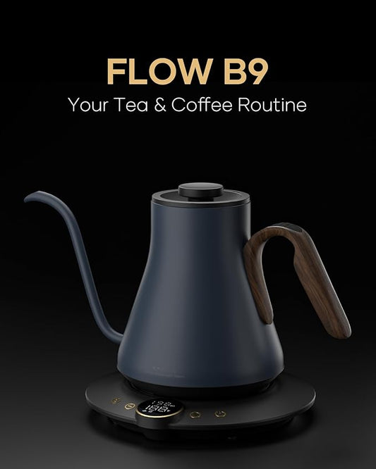 Cocinare Barista Collection Gooseneck Electric Kettle, ±1℉ Precise Temperature Control for Pour-Over Coffee & Tea, Quick Heating 1500W, Stainless Steel Interior, 0.9L (Picasso Blue)