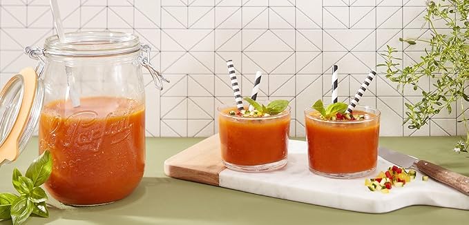 Le Parfait Super Jar 1L (32oz) French Glass Preserving Jar w/Airtight Rubber Seal & Wire Bail Closure - BPA-Free Canning Jar for Pickles, Fruits, Sauces & Food Storage - Made in France Since 1930 1PK