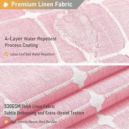 BTTN 72x78 Boho Farmhouse Linen Heavy Duty Fabric Shower Curtain Set, Pink