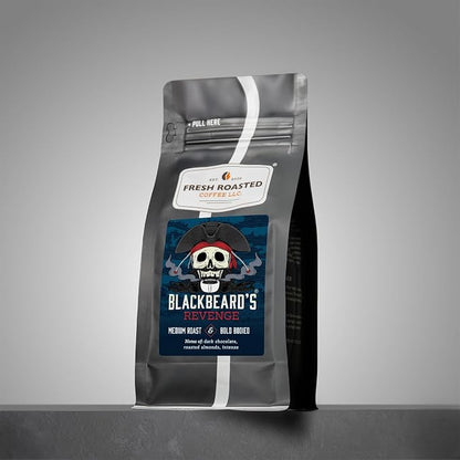 Fresh Roasted Coffee, Blackbeard's Revenge Whole Bean Coffee, Medium Roast, Kosher, 12 oz
