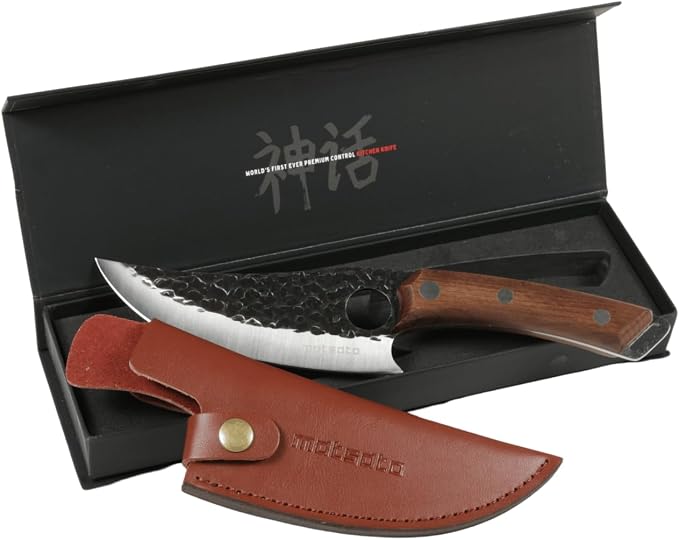 Matsato Chef Knife with Leather Sheath – Japanese Steel Kitchen Knife for Home & Cooking, Christmas Gift Set for Men or Women, Kitchen Accessory for Chefs