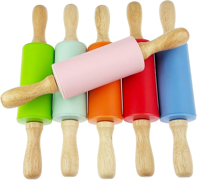 18 Pack Mini Small Rolling Pin 9 Inch Kids Rolling Pin Wooden Handle for Home Kitchen (18)