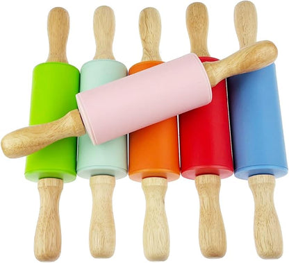 18 Pack Mini Small Rolling Pin 9 Inch Kids Rolling Pin Wooden Handle for Home Kitchen (18)