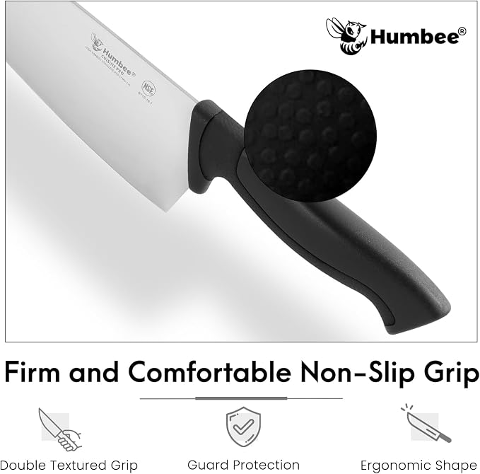 10-Inch Chef Knife, NSF Certified Razor-Sharp High Carbon Stainless Steel Blade – Ergonomic Color Coded Handle, Non-Slip Grip Kitchen Knife, DT-10 Series, Black