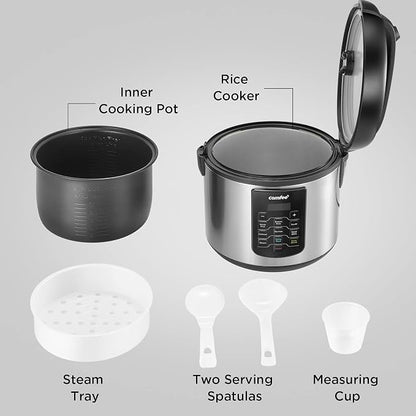 COMFEE' Rice Cooker 10 cup Uncooked/20 cup Cooked, Rice Maker, Steamer, Saute, Steamer and Warmer, 5.2 QT Large Capacity, Brown Rice, Quinoa and Oatmeal, 8 One-Touch Programs