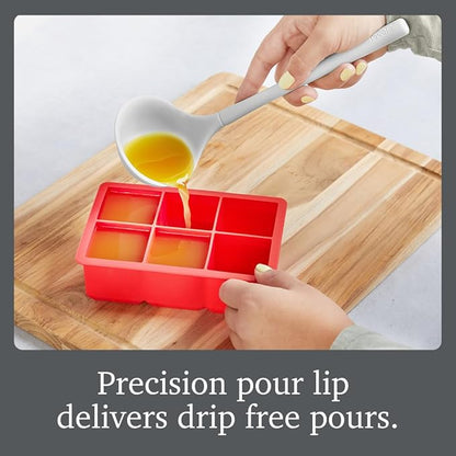 Tovolo Flex Core Small Silicone Ladle Oyster Gray Heat Safe Silicone Soup Ladle BPA Free, Dishwasher Safe Small Kitchen Ladle with Precision Pour Lip for Serving Sauces Soups Gravies