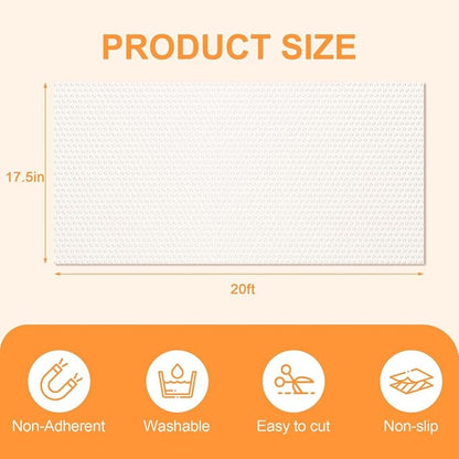 FEXIA Shelf Liner 17.5 Inch x 20 FT Clear Non Slip Waterproof Cabinet and Drawer Liner for Kitchen Cabinet Refrigerator Pantry Closet Durable Non Adhesive