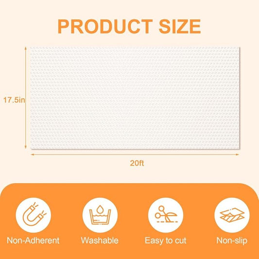 FEXIA Shelf Liner 17.5 Inch x 20 FT Clear Non Slip Waterproof Cabinet and Drawer Liner for Kitchen Cabinet Refrigerator Pantry Closet Durable Non Adhesive