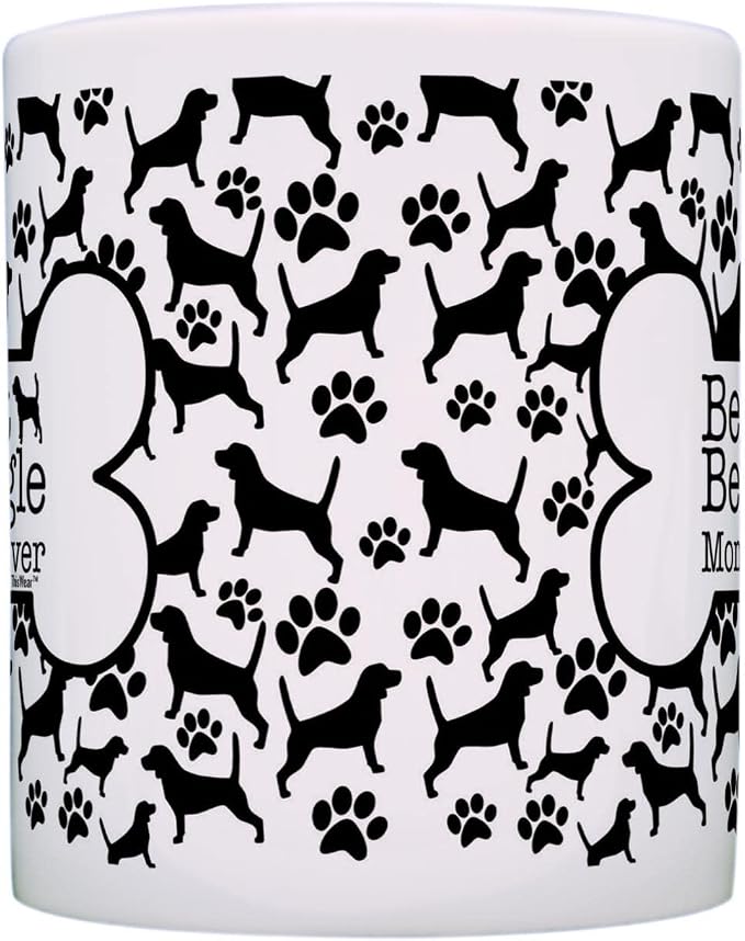 ThisWear Dog Owner Best Beagle Mom Ever Paw Pattern 11oz Ceramic Coffee Mug with Handle