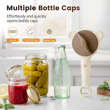 Multi-Functional Retractable Jar & Bottle Opener, Magnetic Stainless Steel Can Opener with Ergonomic Handle, Friendly Kitchen Gadget