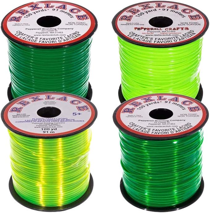 Craft County Rexlace Multicolor Bundle Packs – 100 Yards of Each Color (Grinch)