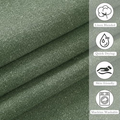 KGORGE Linen Fabric Shower Curtain Set-Semi Sheer Lightweight Waterproof Thick Cloth Neutral Washable Shower Curtains for Bathroom Bathtub Decor, Forest Green, W72 x L84, 12 Hooks Included, 1 Panel