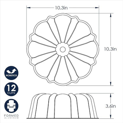 Nordic Ware Formed Treat Bundt Pan, 12-Cup, Silver