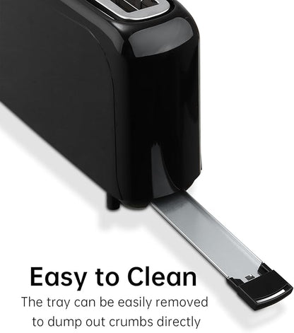 SEEDEEM 2 Slice Slim Toaster, Single 10" Long Slot Toaster Fits Bagels & Artisan Bread, 6 Shade Settings, Cancel/Reheat/Defrost, Removable Crumb Tray, Auto Shut-Off, Black