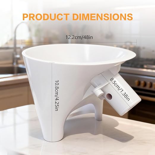 Flour Funnel for Kitchen Aid Stand Mixer, Easy Pour No-Mess Attachment fit for Tilt-Head Stand Mixer 4.5 & 5 Quart (KSM150), White Plastic Kitchen Accessory