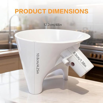 Flour Funnel for Kitchen Aid Stand Mixer, Easy Pour No-Mess Attachment fit for Tilt-Head Stand Mixer 4.5 & 5 Quart (KSM150), White Plastic Kitchen Accessory