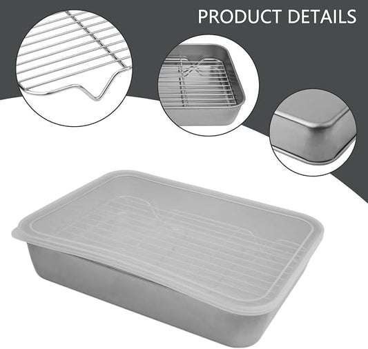 Sheet with Cooling Rack Set, Stainless Baking Sheet Tray Cooling Rack Cover, Kitchen Nonstick Baking Pans Set for Kitchen Storage(23x17x5cm)