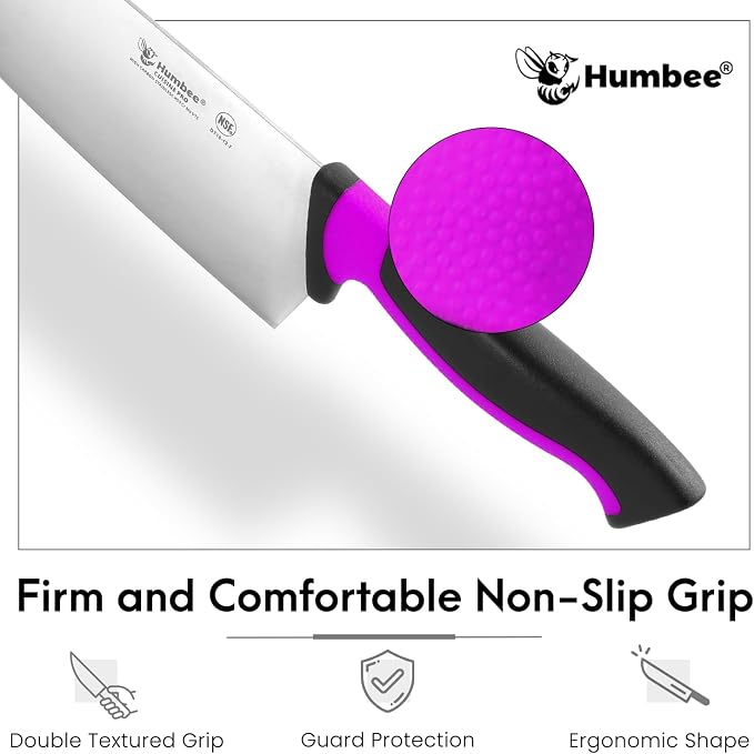 12-Inch Chef Knife, NSF Certified Razor-Sharp High Carbon Stainless Steel Blade – Ergonomic Color Coded Handle, Non-Slip Grip Kitchen Knife, DT-10 Series, Purple