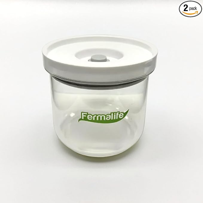 FERMALIFE Vacuum Seal Jar – Airtight Food Storage, Preserves Freshness, Meal Prep & Pantry Organization, 15oz, White (No Pump)