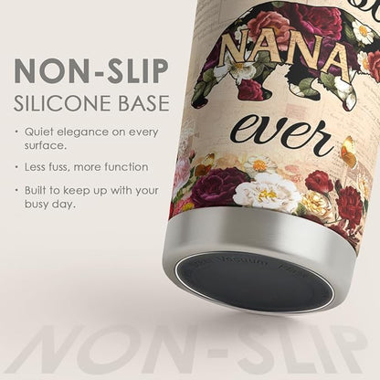 SANDJEST 20oz Insulated Tumbler for Nana, Best Nana Ever Floral Stainless Steel Travel Mug for Grandma from Grandkids