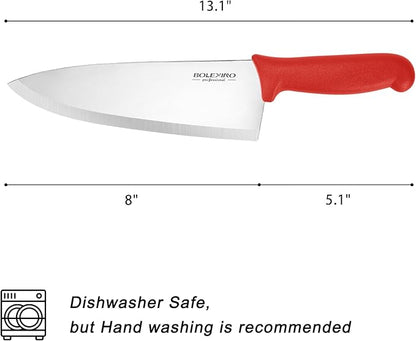 8 inch Japanese High Carbon Stainless Steel Chef Knife, Professional Extra Sharp Wide Cook Knife with Non-slip Ergonomic Handle, for Kitchen Home Restaurant
