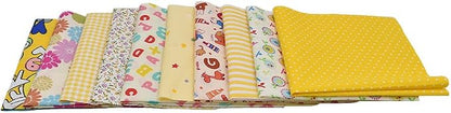 10pcs 12 x 12 inches (30cmx30cm) Print Yellow Series Fabric Bundle Squares Patchwork DIY Sewing Scrapbooking Quilting Pattern Artcraft